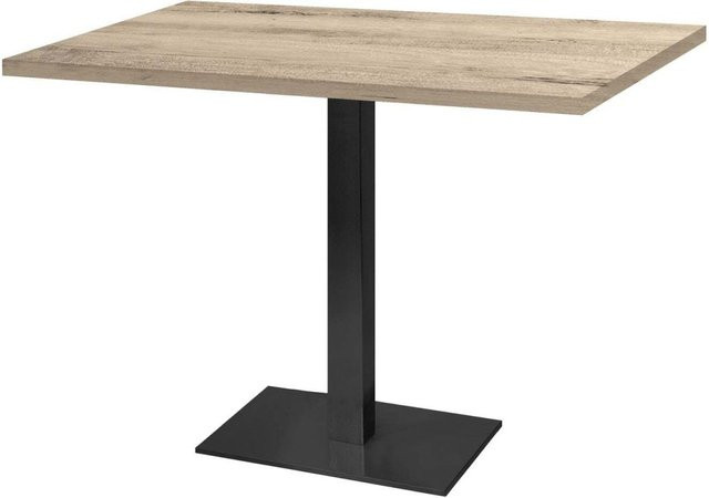 RestooTab Tisch Milan rechteckig in Eiche und Schwarz aus laminierter Spanplatte und Stahl, B: 70 cm, T: 120 cm, H: 75 cm - Bild 1
