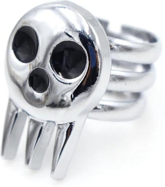 Ring Totenkopfring, Messing, Schwarz, Unisex - Bild 1