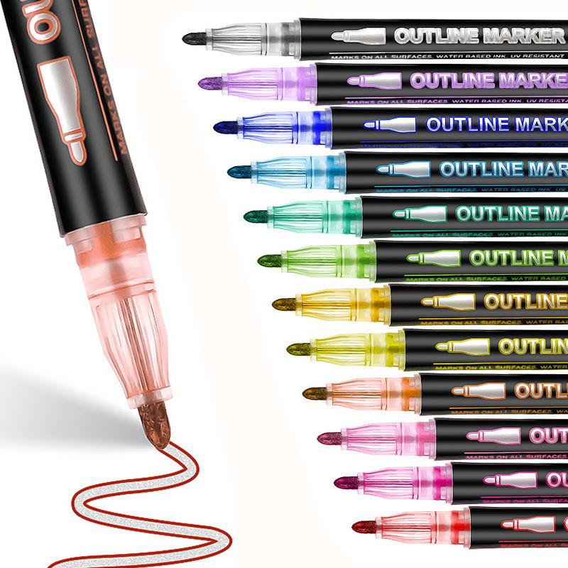 Take One Glitzer Double-Line Outline Stifte im 48er Set, Multicolor - Bild 2