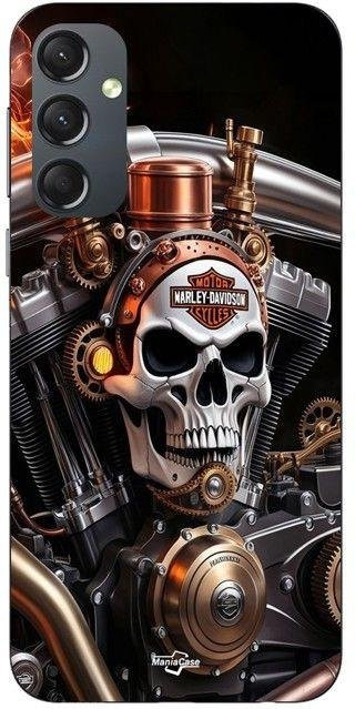 Harley Davidson Maniacase Schutzhülle für Samsung Galaxy S24 mit mechanischem Totenkopf in Schwarz - Bild 1