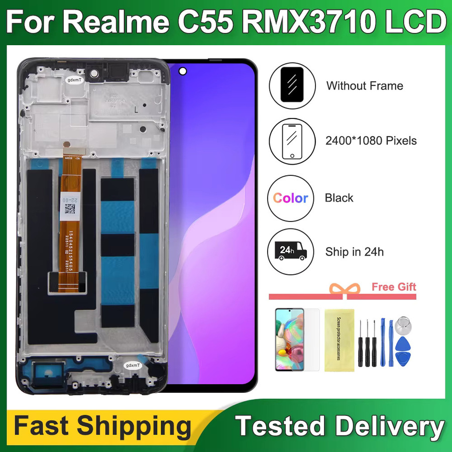 OPPO Realme C55 RMX3710 Ersatz-Display mit 6,72 Zoll LCD-Touchscreen-Digitizer-Baugruppe inklusive Rahmen in Schwarz - Bild 2