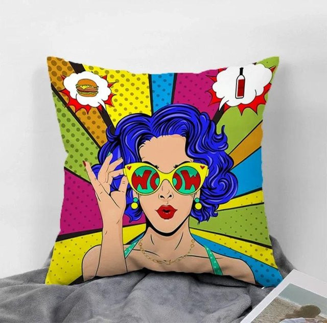 Pop Art Kissenbezüge von GUOYU HOMEDECOR in Multicolour, dekorative quadratische Sofakissenbezüge aus Polyester - Bild 1