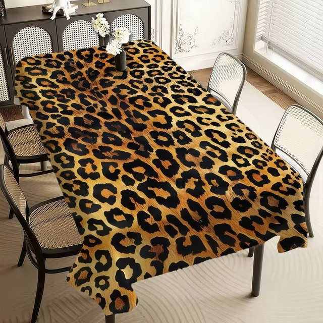Wasserdichte Rechteckige Tischdecke mit Leopardenmuster von JMG Household Supplies, Mehrfarbig, B: 150 cm, T: 200 cm - Bild 1