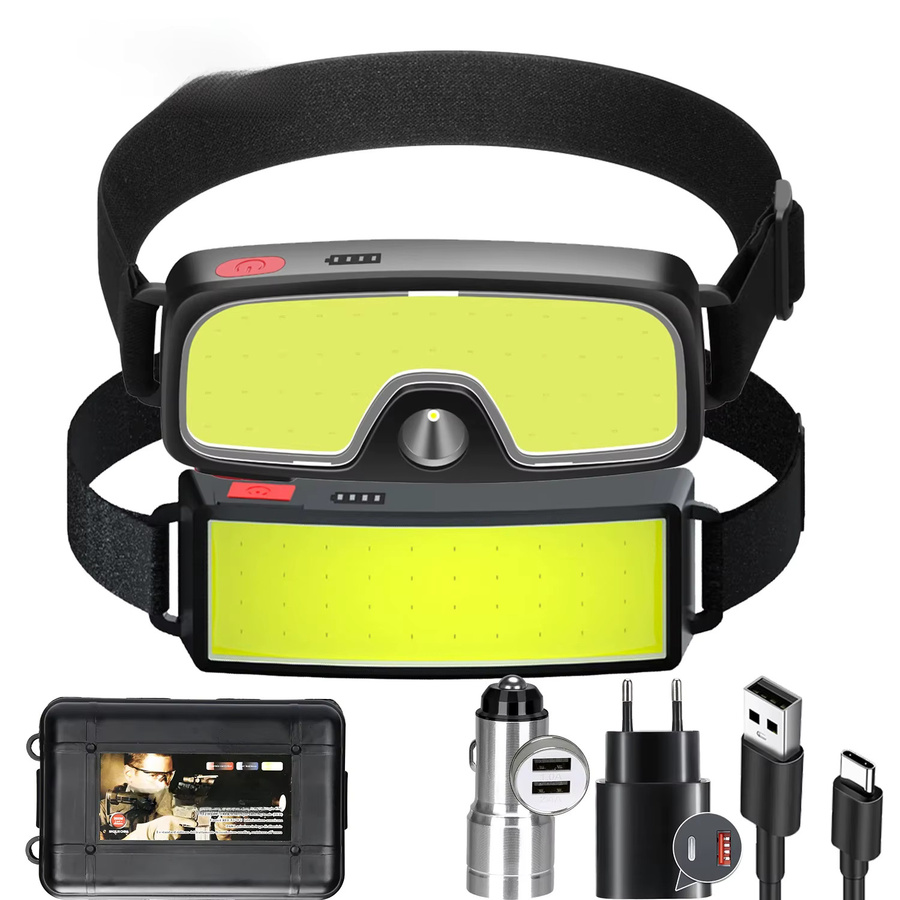 Heinast Tragbarer LED-Scheinwerfer in Schwarz, USB wiederaufladbare Stirnlampe und Laterne für Outdoor, Camping und Angeln - Bild 7