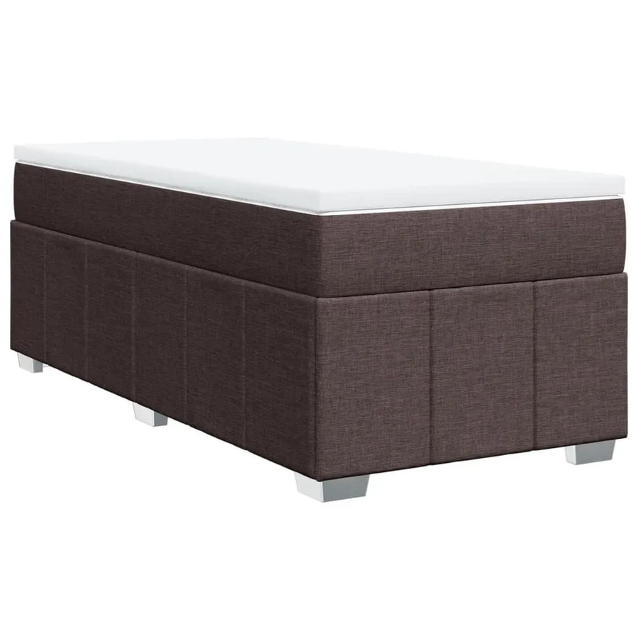 vidaXL Boxspringbett mit Matratze Dunkelbraun, Hybridbett mit Taschenfederkern aus Stoff, Breite: 90 cm, Tiefe: 200 cm - Bild 2