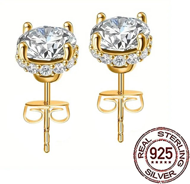 CWWZircons Ohrstecker 925 Silber, Weiße Zirkonia, Damen - Bild 1