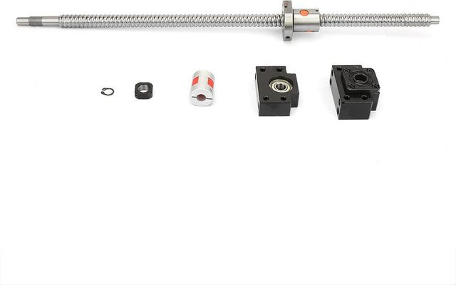 Kugelumlaufspindel mit Mutter BKBF12 und Kupplungssatz von aimo in Silber, Länge: 500 mm, Maße: 6,35 x 10 mm - Bild 1