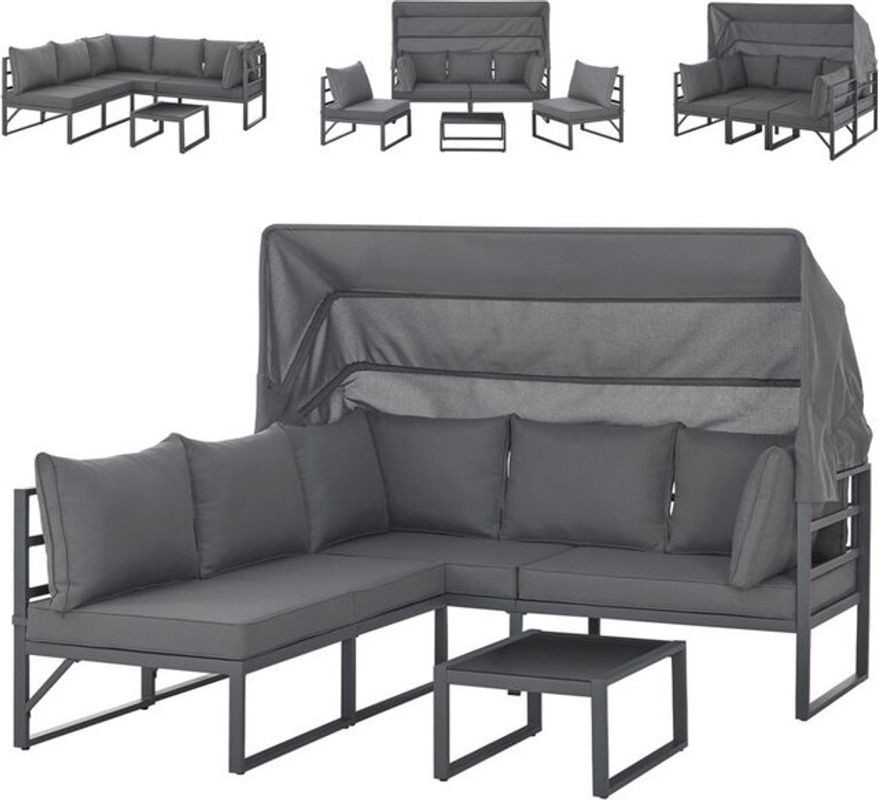 Svita Maui Gartenmöbel Lounge-Set Outdoor-Sofa Sonneninsel aus Stahl in Grau - Bild 1
