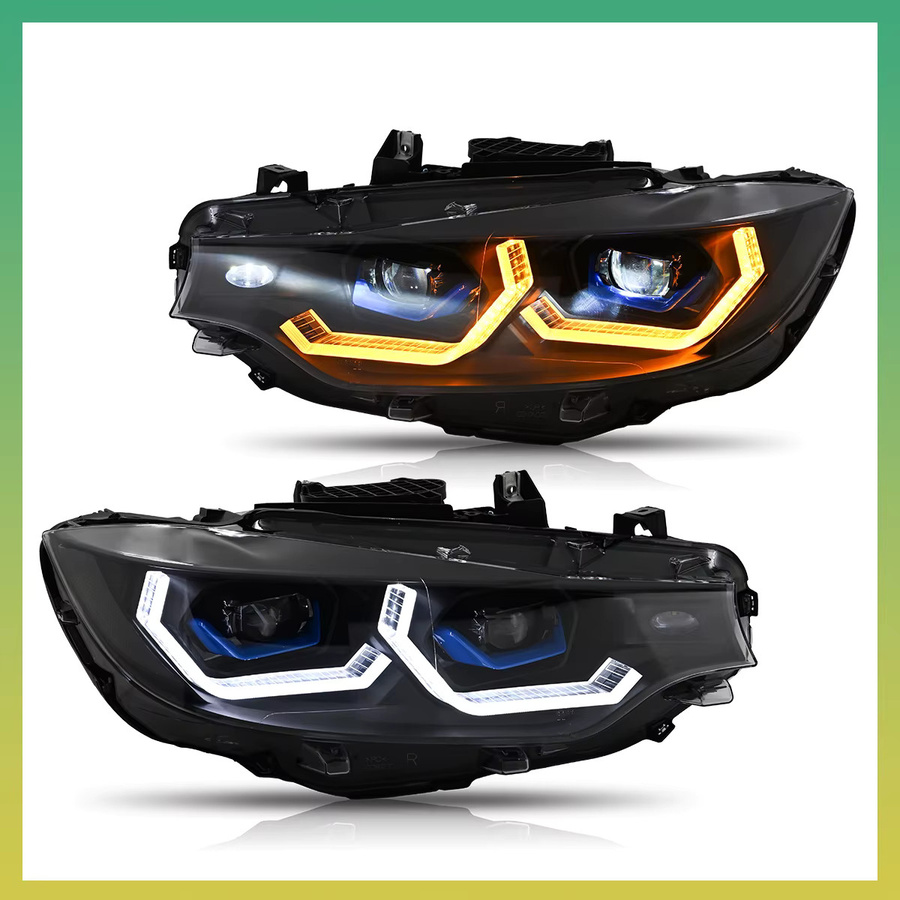 COOLCMP LED-Projektorlinsen DRL Scheinwerferbaugruppe für BMW 4er Serie F32 F36 F80 in Schwarz für Xenon 2013-2015 und LED 2016-2020 - Bild 6