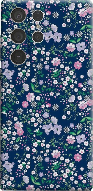 Stoßfeste, doppellagige Handyhülle mit Blumenmuster für Samsung Galaxy S25 Ultra, S24 und S23 Ultra Plus in Marineblau und Mehrfarbig - Bild 1