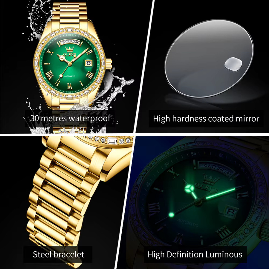 OLEVS Armbanduhr, Automatik, Edelstahl, Diamant, Herren - Bild 5