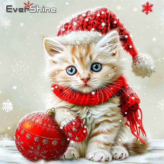 EverShine Diamantmalerei Katze DIY Kit mit 5D Strass Stickerei als Mosaik Dekoration in Multicolour, Breite: 20 cm, Höhe: 20 cm - Bild 1