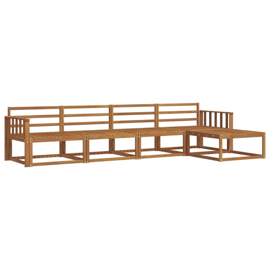 vidaXL Outdoor-Sofagarnitur aus Massivholz Akazie in Braun, 5-teiliges L-Shape Set mit Hocker und Armlehnen - Bild 2