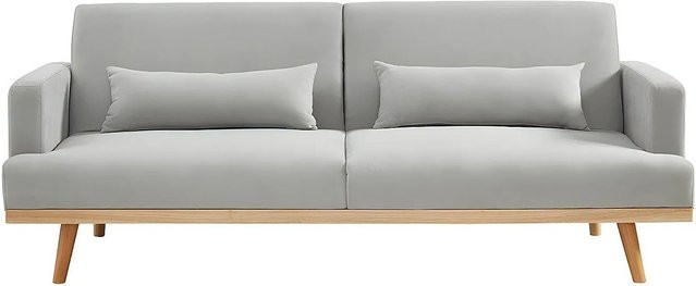 Vente-unique Schlafsofa Esme in Hellgrau mit Stoffbezug, Breite: 216 cm - Bild 1