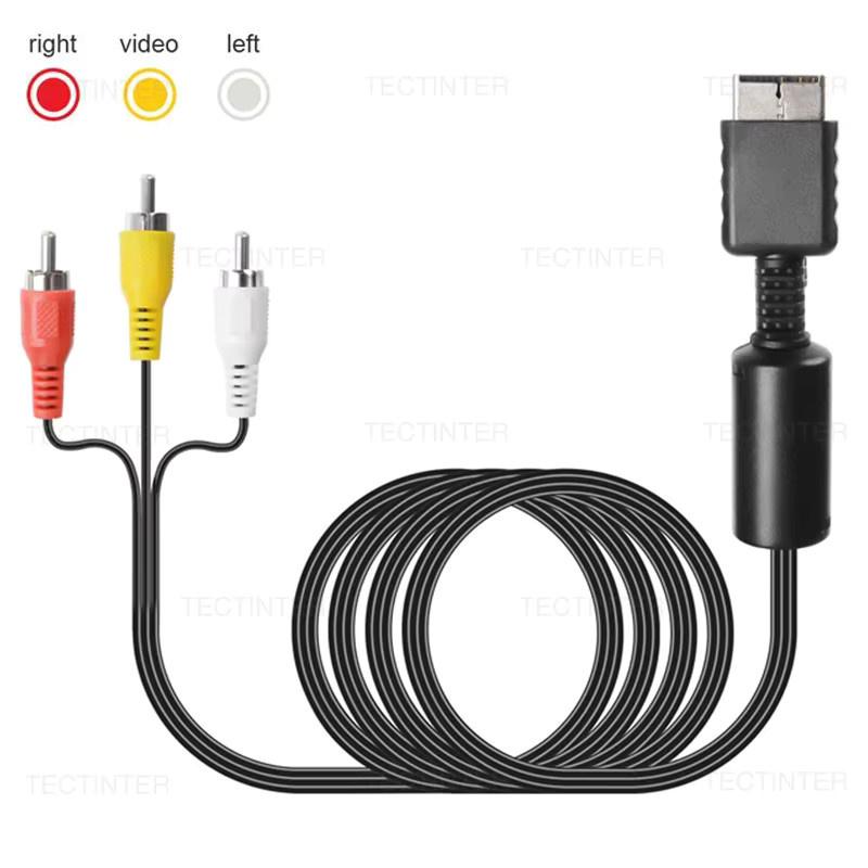 TECTINTER RCA AV Splitter Kabel für PlayStation PS1 PS2 PS3, Schwarz - Bild 2