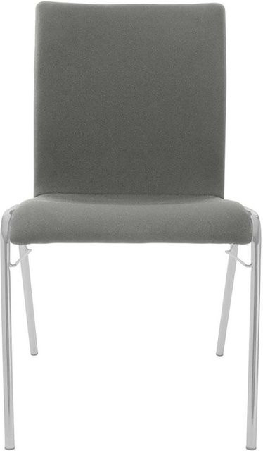 BMV Besucherstuhl A45 aus Buche mit grauem Vollpolster und silbernem Gestell, B/T/H: 50 x 54 x 86 cm - Bild 1