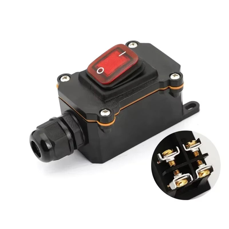 FRONCS Wasserdichter IP67 Inline-Netzwerk-Anschluss mit Ein/Aus-Wippschalter für Outdoor und Marine, 20A, Schwarz/Grün - Bild 5