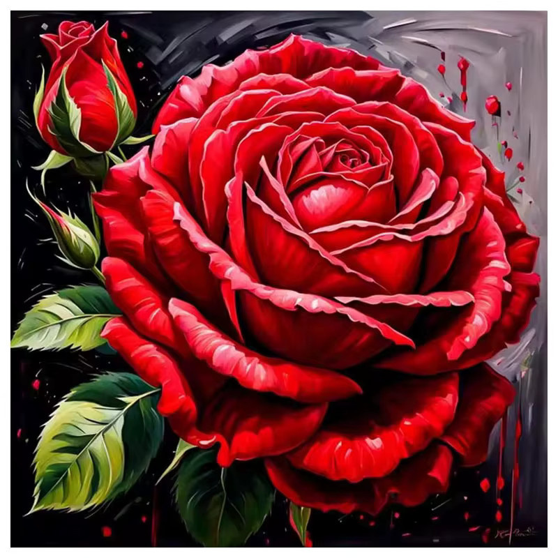 HUACAN Kreuzstich-Set mit rosaroten Blumen und floralem DMC-Garn für deine Stickerei und Wanddekoration - Bild 4