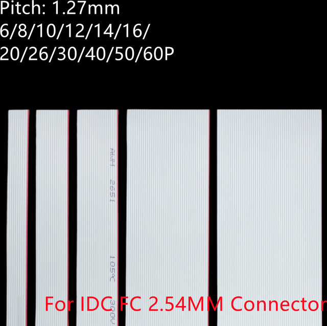 ZSDZFYLLK Graues Flachkabel 10 m mit 1,27 mm Abstand und 28AWG für IDC FC 2,54 mm Steckverbinder - Bild 1