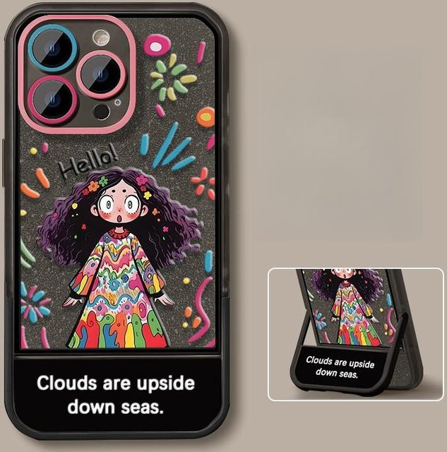 Bunte Graffiti-Mädchen Silikon Handyhülle mit unsichtbarer Halterung für Apple iPhone 16 15 14 13 Pro und Redmi Note 12 Pro - Bild 1