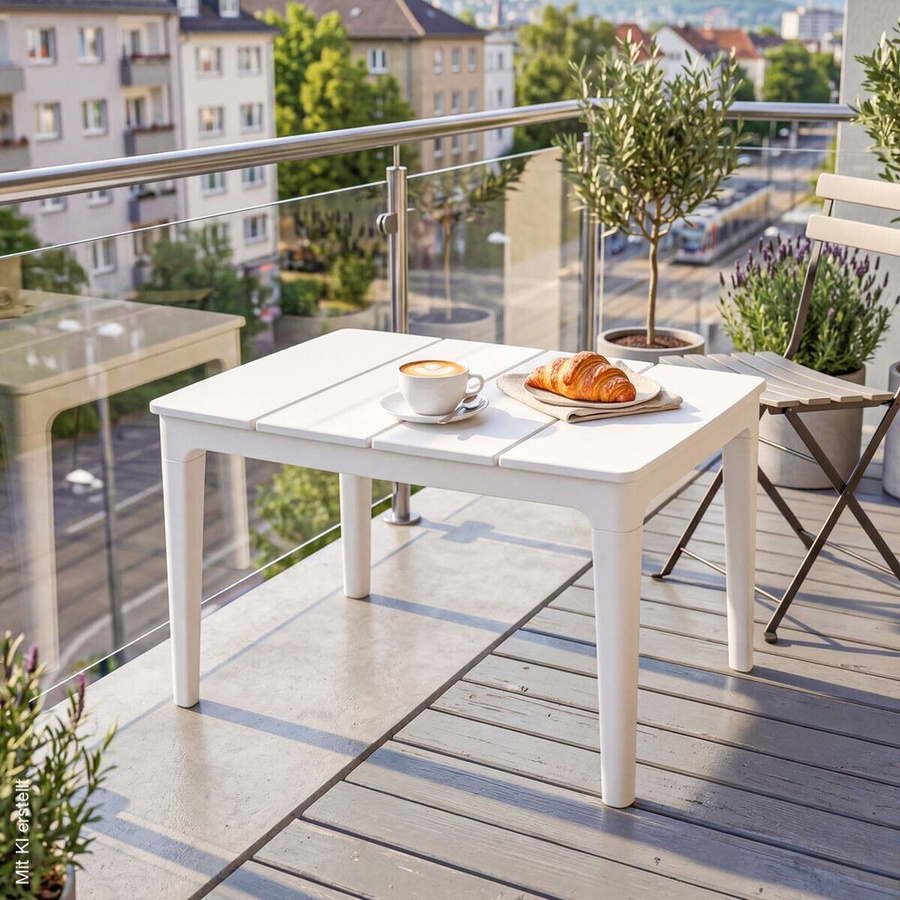Outsunny Balkontisch aus Kunststoff in Weiß/Beige für Garten und Terrasse B/H/L: 53 x 39 x 70 cm - Bild 4
