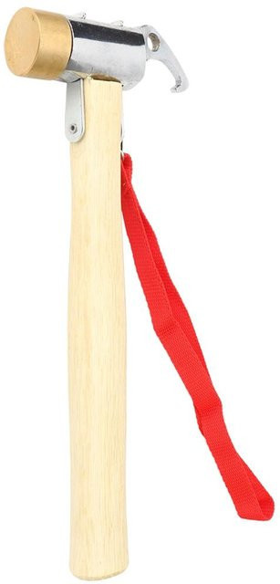 Multifunktioneller Outdoor Camping Hammer von Igeteck mit Kupferkopf und Holzgriff in Silber - Bild 1