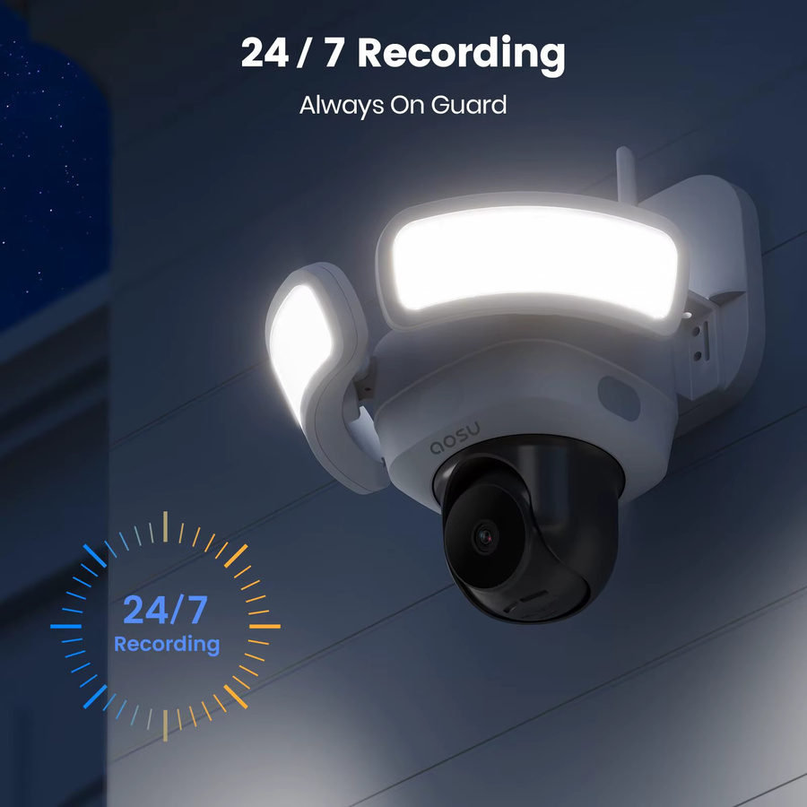 AOSU 3K UHD WLAN-Flutlichtkamera für den Außenbereich, Refurbished, Farbe: Weiß, mit Farbnachtsicht, PIR-Erkennung und 2-Wege-Audio - Bild 2
