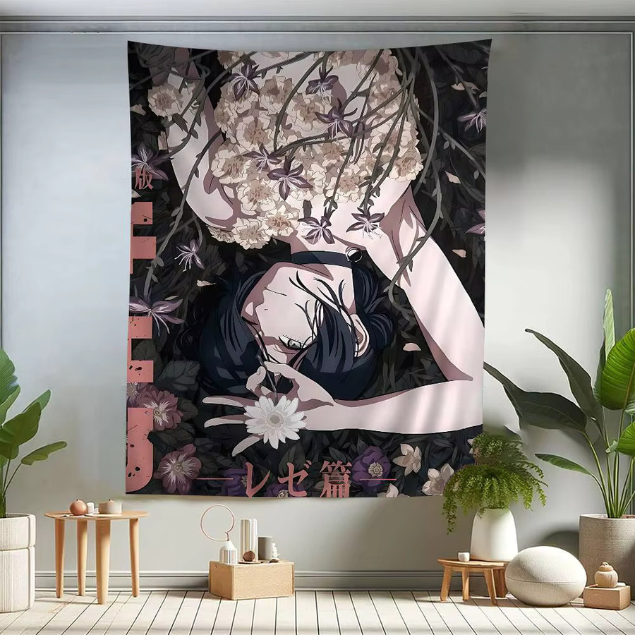 Potdemiel Anime Kettensäge Mann Reze Arc Wandtapisserie als dekorative Wanddekoration für dein Zuhause - Bild 5