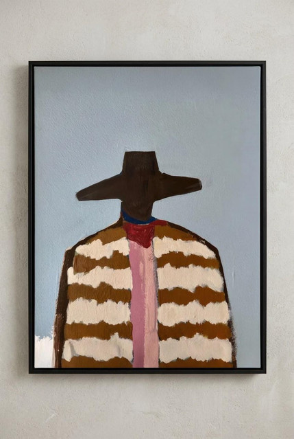 Minimalistisches Paper Poster von SHENCHEN mit abstraktem Cowboy-Druck in Beige und Western-Folk-Grafik - Bild 1