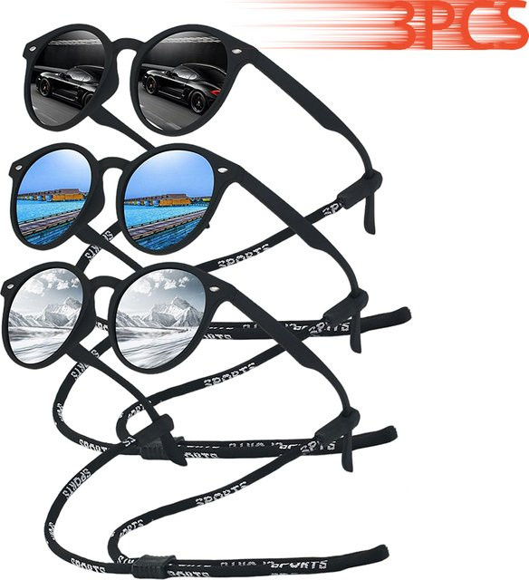 WSZ Sonnenbrille, Rund, Vollrand, Kunststoff, Schwarz, Unisex - Bild 1