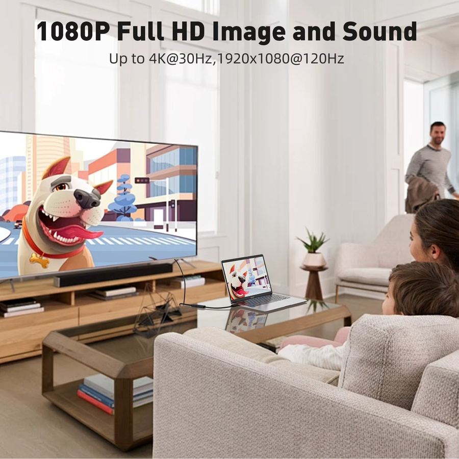 DisplayPort zu HDMI Adapter Kabel Konverter Schwarz 4K 30Hz Männlich auf Weiblich für Laptop Projektor TV und Monitor - Bild 4