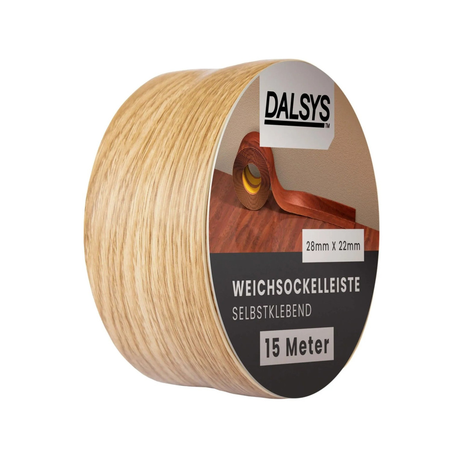 Dalsys Weichsockelleiste selbstklebend aus PVC in Eiche Braun, 15 m Länge - Bild 2