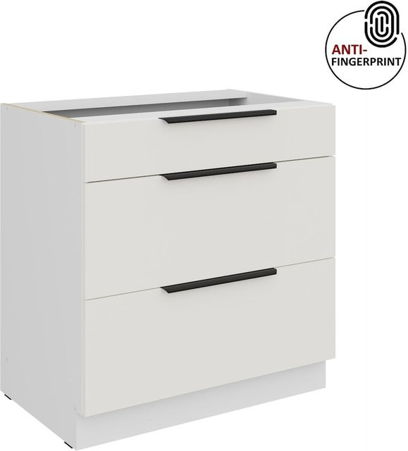 Küchenunterschrank ARIA Weiss ultra matt Anti Fingerprint Breite: 80 cm - Bild 1