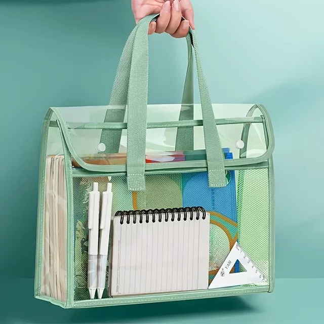 Tragbare transparente und wasserdichte Handmappe aus PVC mit großem Fassungsvermögen in Pink - Bild 1