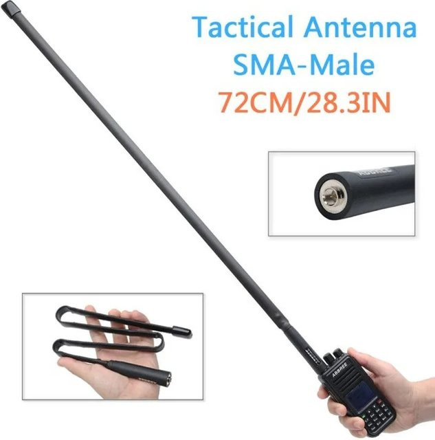 ABBREE Dualband Faltbare Taktische Antenne 144/430 MHz mit SMA-Stecker in Schwarz für Yaesu TYT Wouxun Walkie Talkie, Längen: 33 cm, 72 cm, 108 cm - Bild 1