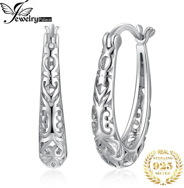 JewelryPalace Clip-Ohrringe, 925 Sterlingsilber, Hohlherz, Damen, gray - Bild 1