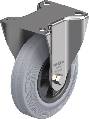 Blickle BX-VPP 125XR-SG Bockrolle aus Edelstahl in Schwarz-Grau mit Schraubbefestigung, Rad-Durchmesser: 125 mm, Tragfähigkeit: 100 kg - Bild 1