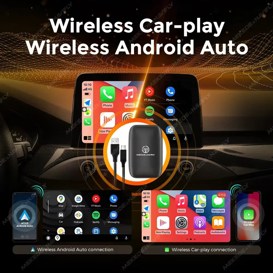 NAVIFANS Wireless CarPlay und Android Auto Ai Box mit Netflix und YouTube in Schwarz für Ford, Toyota, Volvo, Opel, Skoda und Hyundai - Bild 3