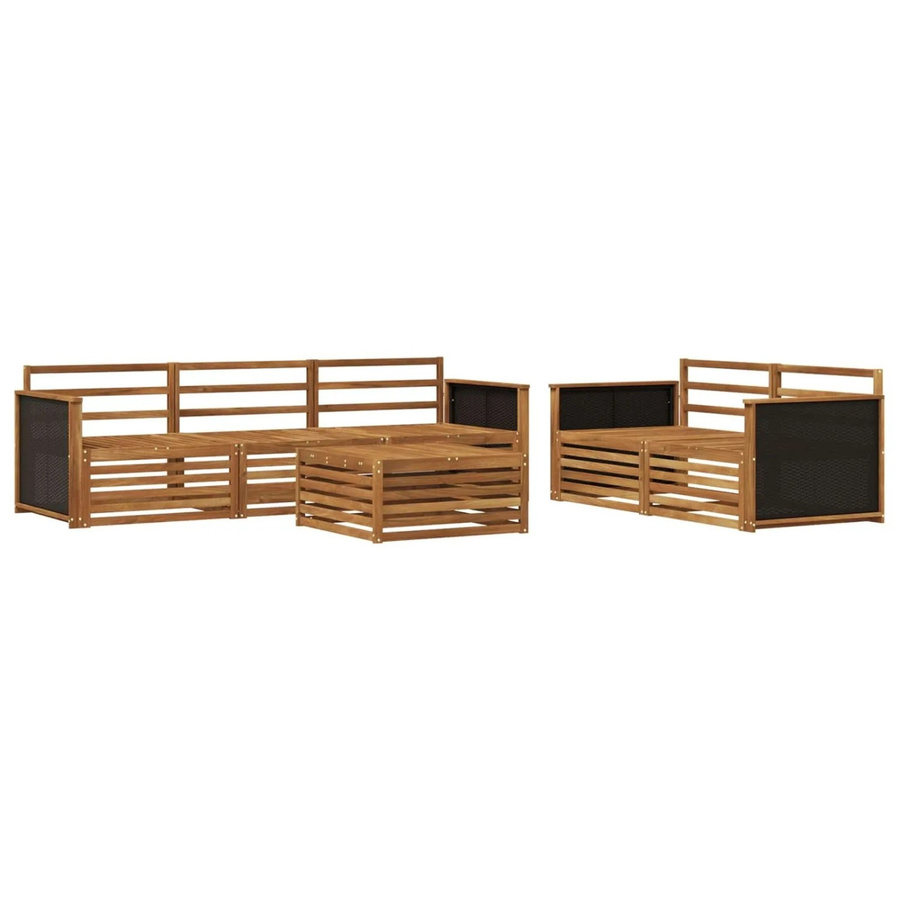 vidaXL Outdoor-Sofagarnitur aus Akazie Massivholz in Braun, 6-teiliges Set mit Tisch und Sitzmöbeln im modernen Latten-Design - Bild 2