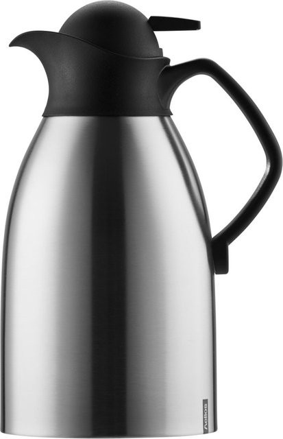 helios Edelstahl-Isolierkanne mit Drucktaste, 2 l, silber/schwarz, Durchmesser: 13,6 cm, Höhe: 28,0 cm - Bild 1