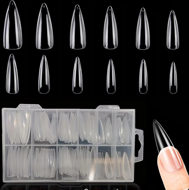 Laniska Nagelspitzen, transparent, extra-lang, Stiletto, glänzend - Bild 1