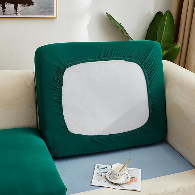 Elastischer Stretch-Sitzkissenbezug von Yiran bag in Dunkelgrün für Sofa und Stühle - Bild 1