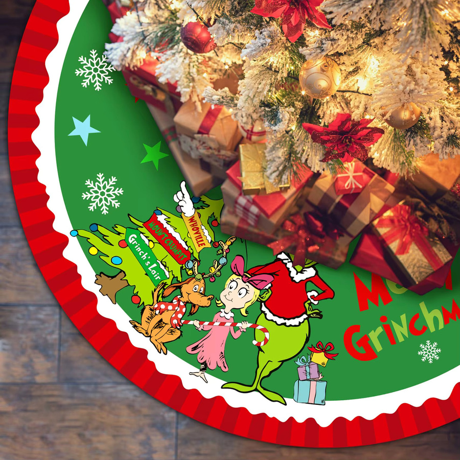 VIKAMA Weihnachtsbaumrock im Bauernhaus-Stil, weich und lustig, Rot und Grün - Bild 4