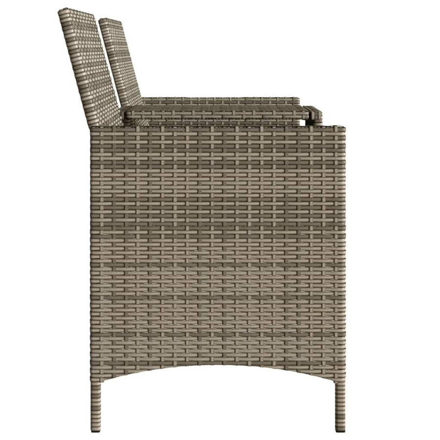 vidaXL Gartenmöbel Set aus Polyrattan in Grau mit Tisch, Hockern und wetterfesten Polstern - Bild 6