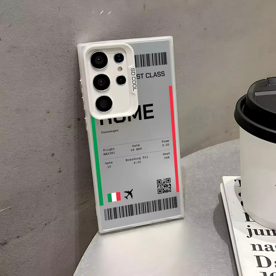 Samsung Handyhülle Flugticket Italien Laser Matt Stoßfeste Hartschalen-Rückseite für S25 S24 S23 S22 S21 Ultra Plus in Schwarz Multicolour - Bild 4