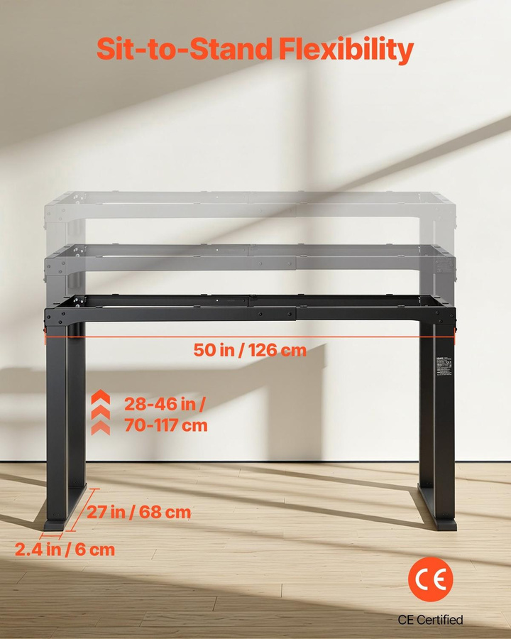 Elektrisches 4-Bein Stehschreibtischgestell von Buying Solutions MB in Schwarz mit Doppelmotor, höhenverstellbar von 70 bis 117 cm und 4 Speicher-Höheneinstellungen - Bild 3