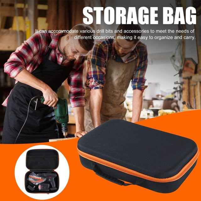 Tragbare Aufbewahrungstasche für elektrische Bohrmaschinen aus Oxford-Stoff in Schwarz, stoßfester Hardware-Organizer für Elektriker, B/T/H: 31,0 x 21,0 x 8,0 cm - Bild 1