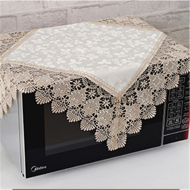 Runde Jacquard Tischdecke mit floraler Spitze von Your Warm Home in Braun/Beige, Durchmesser: 40 cm - Bild 1