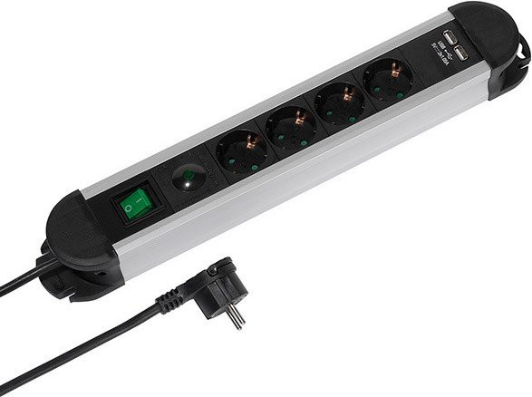 Vivanco 4-fach Steckdosenleiste mit USB-Anschlüssen und Überspannungsschutz in Weiß - Bild 1