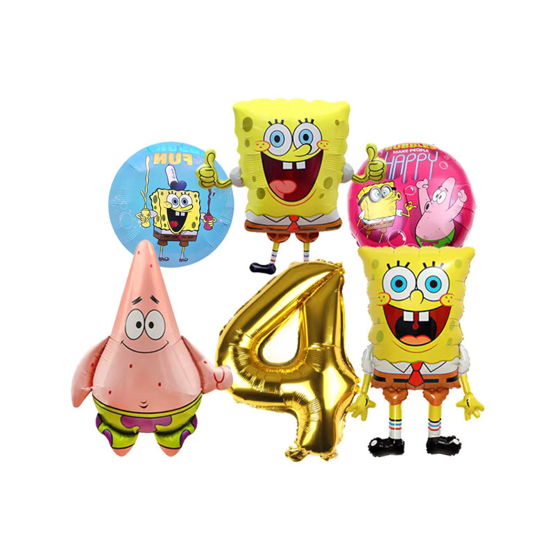 SpongeBob Ballon-Set von Potdemiel mit nummerierten Latex- und Folienballons in Multicolour für deine Geburtstagsparty oder Baby-Shower - Bild 2